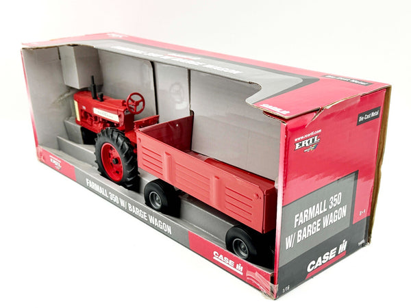 1/16 International Harvester Farmall 350 Tractor With Narrow Front & Barge Wagon