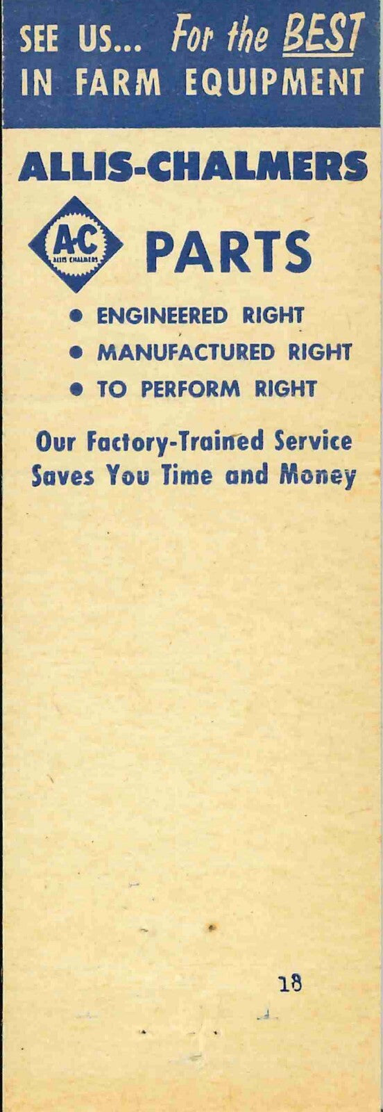 Matchbook Cover Allis Chalmers Rdiger Motor Art Zinne Bridger Montana