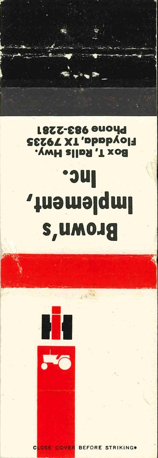 Matchbook Cover International Harvester Browns Implement Floydada Texas