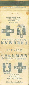 Matchbook Cover International Harvester Cummins Freeman Equip Enid OK