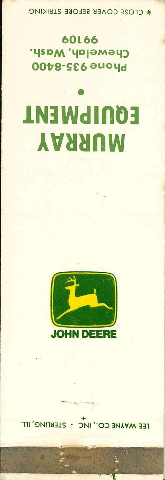 John Deere Matchbook Cover Murray Equipment Chewelah WA