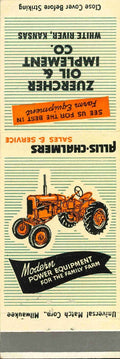 Matchbook Cover Allis Chalmers Tractor Zuercher Oil & Imp Co White River Kansas