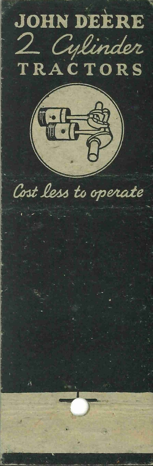 John Deere Matchbook Cover QFE Agee & Humphrey Pauls Valley Oklahoma