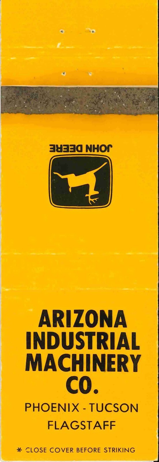 John Deere Matchbook Cover Arizona Ind Machinery Co Phoenix Tucson Flagstaff