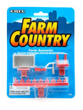 1/64 IH Red Tractor Accessories W/ Carrier, Posthole Digger, Forks, Cultivator