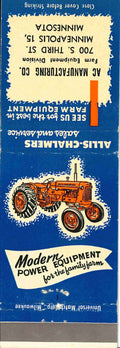Matchbook Cover Allis Chalmers Manufacturing Co Minneapolis Moline