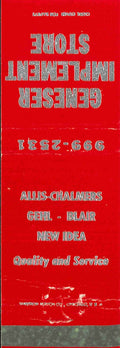 Matchbook Cover Allis Chalmers New Idea Gehl Geneser Imp Store 