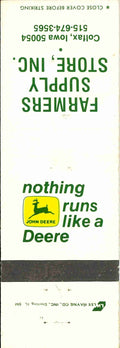 John Deere Matchbook Cover 2 Leg Farmers Supply Store Caolfax IA