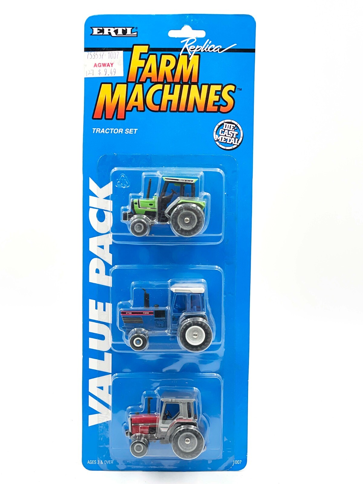 1/64 3 Pc Value Pack Tractor Set Massey 3120, Ford 8730, Deutz 6260