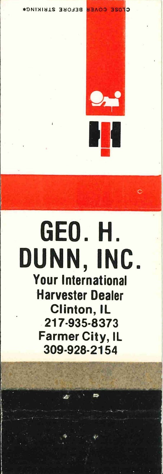 Matchbook Cover International Harvester Geo H Dunn Clinton Illinois