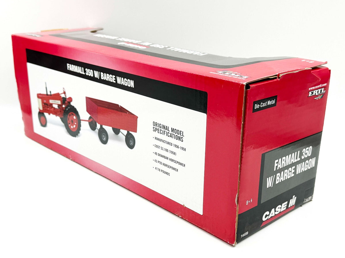 1/16 International Harvester Farmall 350 Tractor With Narrow Front & Barge Wagon
