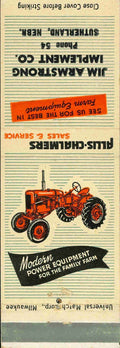 Matchbook Cover Allis Chalmers Jim Armstrong Imp Co Sutherland Nebraska