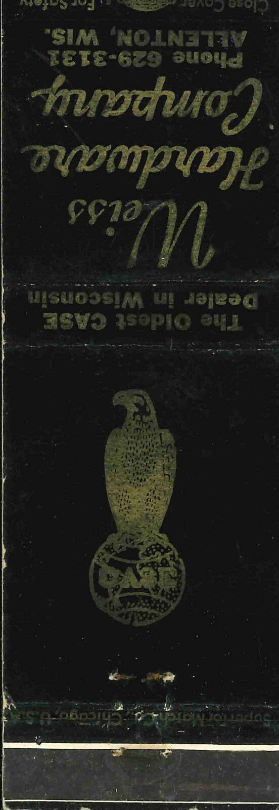 Matchbook Cover J I Case Weiss Hardware Allenton Wisconsin